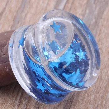 Blue Star Tekoče Sedlo Akril Piercing Nakit Telo Mix 6-16 mm 60pcs/veliko Uho Expander Merilnik Nosila Plug In predorov